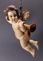sculptuur, Bazuinende engel - 36 cm - Hout, Antiek en Kunst