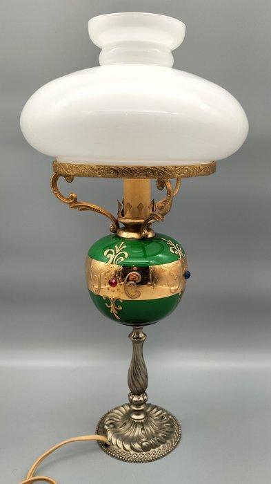 Lamp - Glas, Messing - Victoriaanse lamp, Antiquités & Art, Curiosités & Brocante