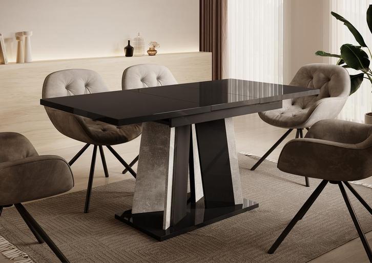 Meubella Eetkamertafel Hoogglans Zwart 160 cm Uitschuifbaar, Huis en Inrichting, Tafels | Eettafels, Nieuw, 50 tot 100 cm, Verzenden