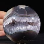 Exclusief - Zwarte Agata met Ametist - Geode Sphere Top Hoge