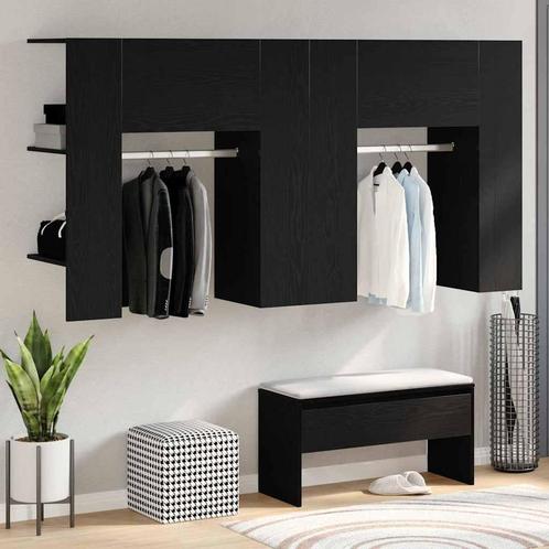 vidaXL Halkast 2 pcs Zwart eiken 97.5 x 37 x 99 cm Bewerkt, Huis en Inrichting, Kasten | Overige, Nieuw, Verzenden