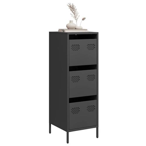 vidaXL Hoge kast 39x35x103,5 cm staal zwart, Huis en Inrichting, Kasten | Dressoirs, Nieuw, Verzenden