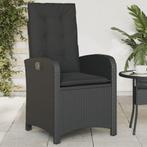vidaXL Chaise inclinable de jardin avec coussins noir, Neuf, Verzenden