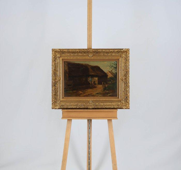 Geo Poggenbeek (1853-1903) - Boer en boerderij, Antiek en Kunst, Kunst | Schilderijen | Klassiek