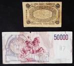 Italie. - 50.000 Lire + 50 Centesimi 1869 Mutua, Postzegels en Munten