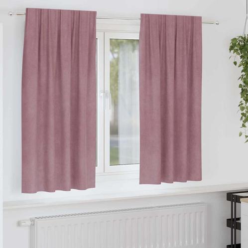 vidaXL Gordijnen met gordijnen 2 pcs Donkerroze 140 x 175 cm, Huis en Inrichting, Stoffering | Gordijnen en Lamellen, Nieuw, Verzenden
