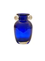 Vase à double anse - fait main - Verre - Cobalt Blauw