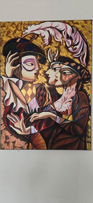 Bovowski (XX) - Maskarade, Antiek en Kunst, Kunst | Schilderijen | Klassiek