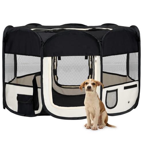 vidaXL Hondenren inklapbaar met draagtas 125x125x61 cm zwart, Animaux & Accessoires, Caisses pour chiens, Envoi