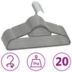vidaXL 20-delige Kledinghangerset anti-slip fluweel grijs, Verzenden, Nieuw