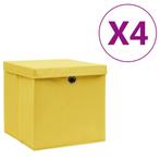 vidaXL Opbergboxen met deksel 4 st 28x28x28 cm geel, Verzenden