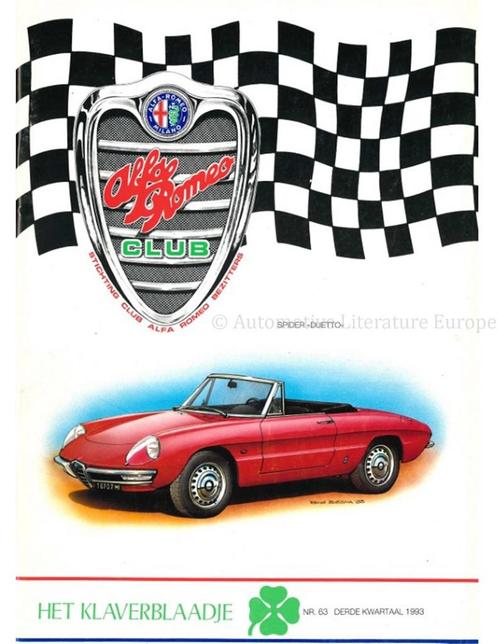 1993 ALFA ROMEO CLUB HET KLAVERBLAADJE 63 NEDERLANDS, Boeken, Auto's | Folders en Tijdschriften, Ophalen of Verzenden