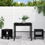 vidaXL 3-delige Bistroset massief grenenhout zwart, Tuin en Terras, Verzenden, Nieuw