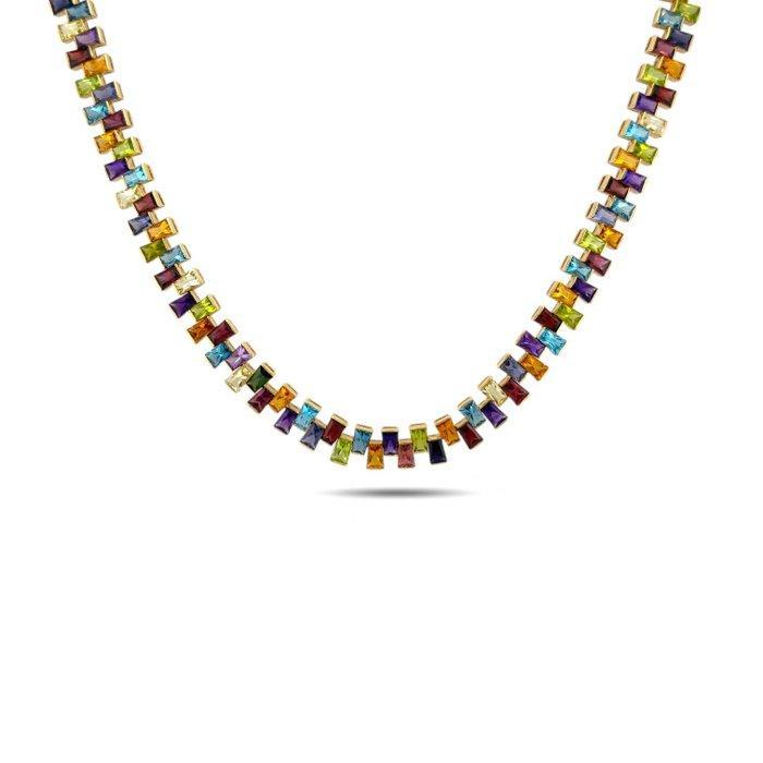 Halsketting - 14 karaat Geel goud, Exclusieve regenboog 14K, Handtassen en Accessoires, Kettingen