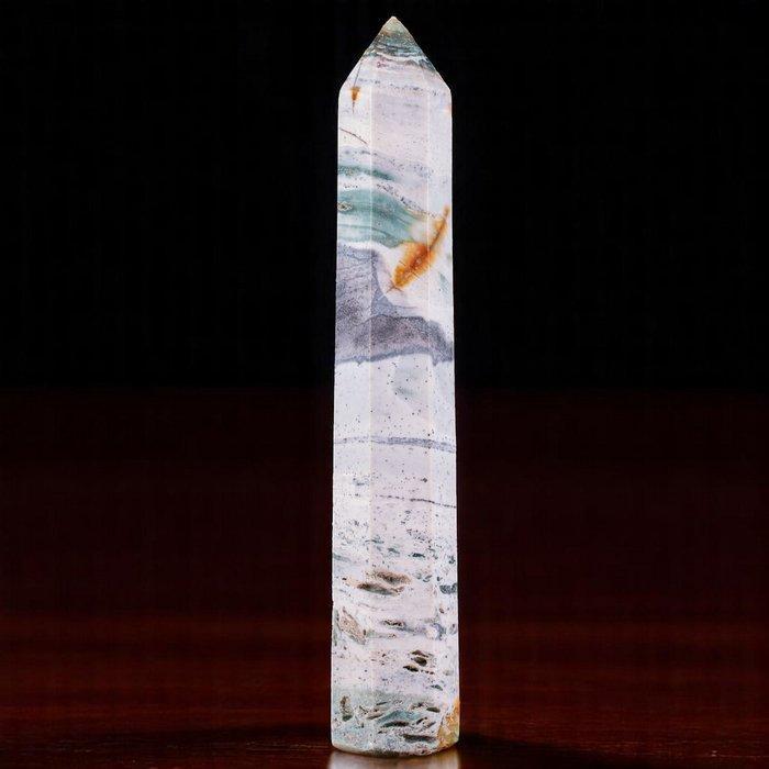Gepolijste golfjaspis obelisk – Madagaskar - Hoogte: 230 mm, Verzamelen, Mineralen en Fossielen