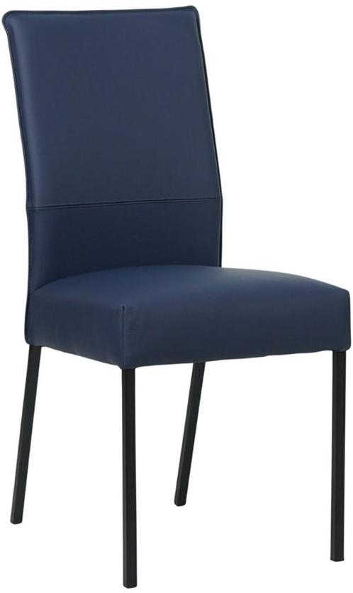 Blauwe leren moderne eetkamerstoel - poot vierkant zwart -, Huis en Inrichting, Stoelen, Overige kleuren, Eén, Nieuw, Leer, Ophalen of Verzenden