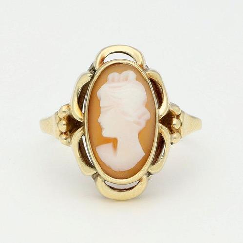 Zonder Minimumprijs - Ring - 14 karaat Geel goud - Camee, Handtassen en Accessoires, Ringen