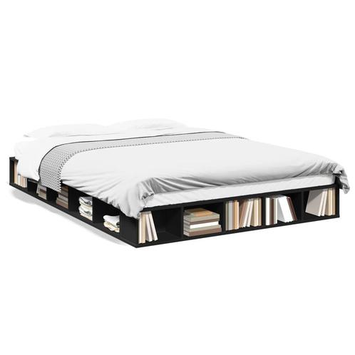 vidaXL Cadre de lit noir 140x200 cm bois dingénierie, Maison & Meubles, Chambre à coucher | Lits, Neuf, Envoi