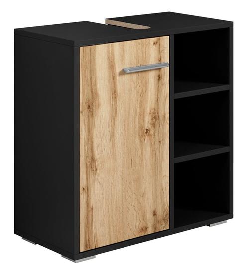 Wastafelkast Neptunus 60 x 28 x 60 cm Eiken Zwart, Huis en Inrichting, Badkamer | Badkamermeubels, Nieuw, Verzenden
