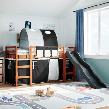 vidaXL Kinderhoogslaper met tunnel 90x200 cm grenenhout wit, Huis en Inrichting, Verzenden, Nieuw