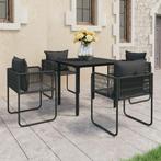 vidaXL 5-delige Tuinset PVC-rattan zwart, Tuin en Terras, Verzenden, Nieuw, Tuinset
