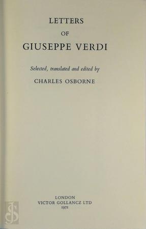 Letters of Guiseppe Verdi, Livres, Langue | Langues Autre, Envoi
