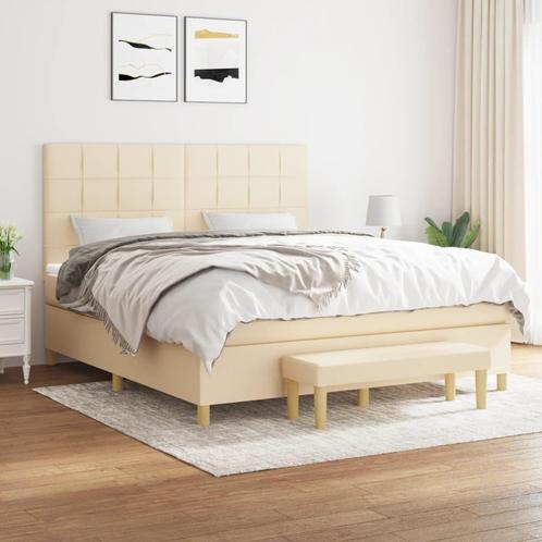 vidaXL Boxspring met matras stof crèmekleurig 160x200 cm, Huis en Inrichting, Slaapkamer | Bedden, Nieuw, Verzenden