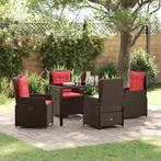 vidaXL Tuin Eettafel Set 5 pcs Bruin Poly rattan, Tuin en Terras, Verzenden, Nieuw