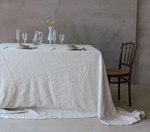 Puro LINO 100% fibre nobile Blanc Naturel Pas de repassage -, Antiek en Kunst, Antiek | Tapijten, Tafelkleden en Textiel