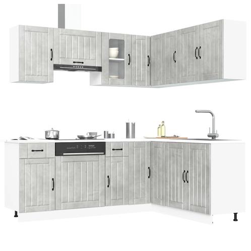 vidaXL 11-delige Keukenkastenset Lucca bewerkt hout, Huis en Inrichting, Kasten | Overige, Nieuw, Verzenden