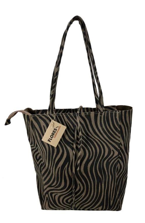 Zebra Taupe Vera Pelle wild leren shopper, Handtassen en Accessoires, Tassen | Schoudertassen, Verzenden