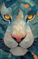 I_KONIQ - Canvas lot of 4 Blue Tiger watches you, Antiek en Kunst