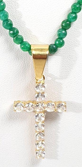 Esmeralda - Croix latine avec zirconiums - Fermoir en argent