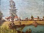 Gino Romiti (1881-1967) - Paesaggio con lago e case - NO