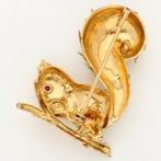 Broche - 14 carats Or jaune - Robijn & Smaragd