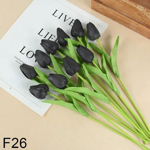 Actie tulp tulpen 33cm bundel antraciet grijs f26 / +/-10st, Huis en Inrichting, Woonaccessoires | Kunstplanten en Kunstbloemen