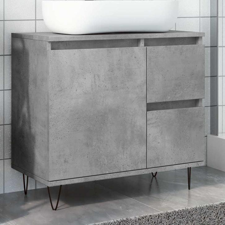 vidaXL Badkamerkast 65x33x60 cm bewerkt hout betongrijs, Huis en Inrichting, Badkamer | Badkamermeubels, Nieuw, Verzenden