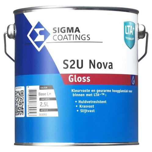 Sigma S2U Nova Gloss / Sigma Contour Aqua PU Gloss Wit 2.5L, Doe-het-zelf en Bouw, Verf, Beits en Lak, Wit, Nieuw, Verzenden