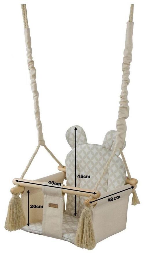 Baby schommelstoel van hout en katoen - crème & lichtroze.., Kinderen en Baby's, Speelgoed | Buiten | Speeltoestellen, Nieuw, Ophalen of Verzenden
