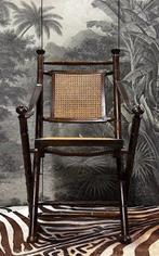 Chaise pliante - Bois, Cuir, Rotin, Cuivre - Campagne