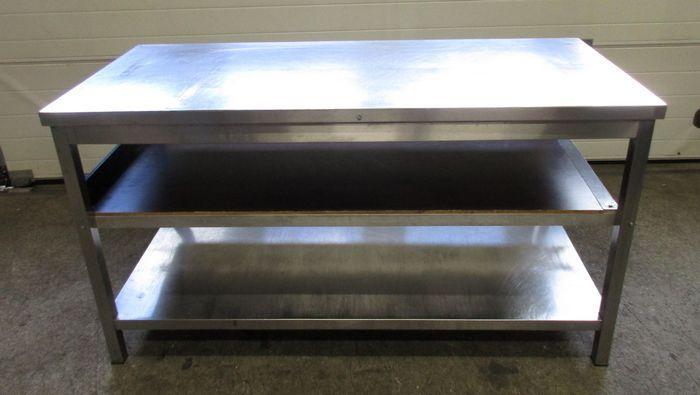 RVS Tafel, Werktafel met 2 schappen, B160 x D70 x H88cm, Zakelijke goederen, Horeca | Keukenapparatuur