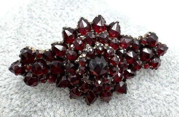 Zonder Minimumprijs - Broche Tombak Granaat -, Handtassen en Accessoires, Antieke sieraden