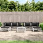 vidaXL 8-delige Loungeset met kussens staal wit, Tuin en Terras, Tuinsets en Loungesets, Verzenden, Nieuw, Loungeset