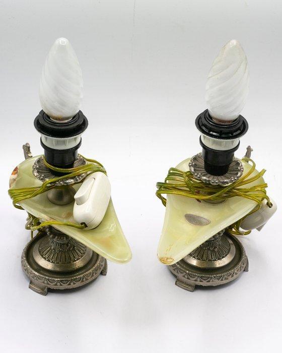 Tafellamp (2) - Metaal, Albast - lampen met dolfijnen, Antiek en Kunst, Curiosa en Brocante