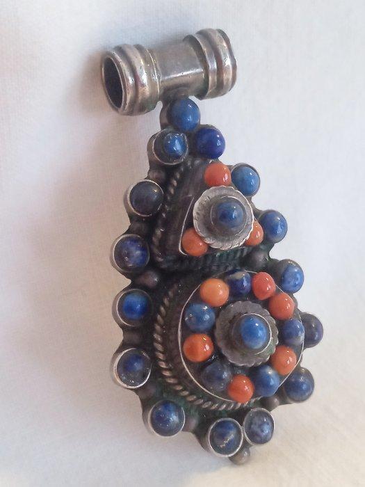 Lapis lazuli - Zilver - Hanger, Antiquités & Art, Art | Art non-occidental