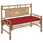 vidaXL Tuinbank met kussen 120 cm bamboe, Tuin en Terras, Verzenden, Nieuw