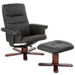 TV-fauteuil met krukje model I - zwart/bruin