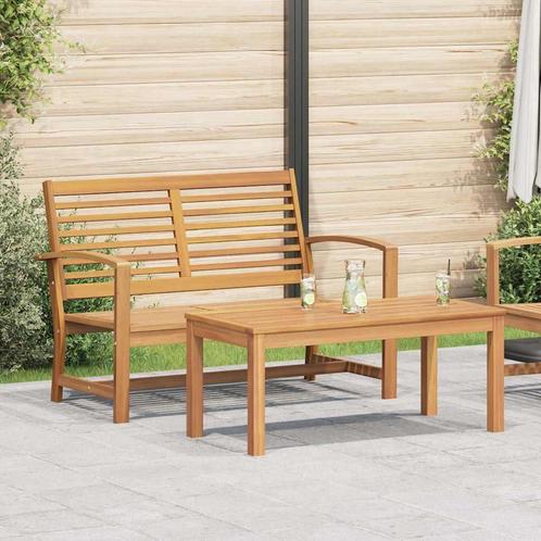vidaXL Tuinbank Set 2 pcs Naturel Massief teakhout, Tuin en Terras, Tuinsets en Loungesets, Nieuw, Verzenden