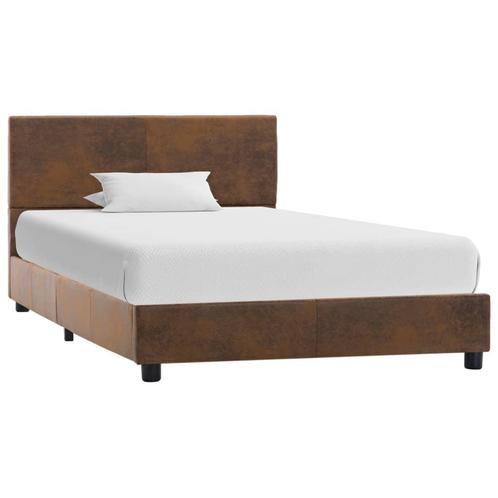 vidaXL Bedframe kunstsuède bruin 90x200 cm, Huis en Inrichting, Slaapkamer | Bedden, Nieuw, Verzenden