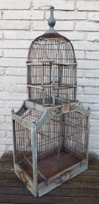 Ancienne et grande cage à oiseaux française - Bois et métal, Antiek en Kunst, Curiosa en Brocante